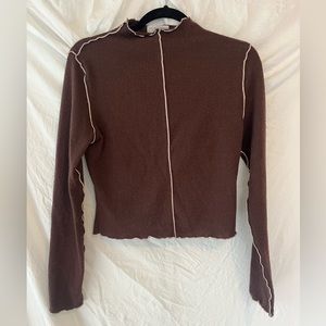 Brown High Neck Long Sleeve